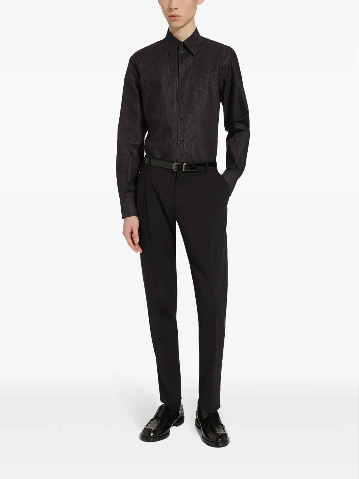 Dolce & Gabbana マイクロドット柄 シャツ ブラック - 画像2
