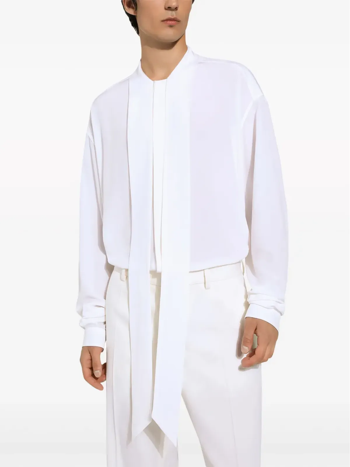 Dolce & Gabbana スカーフカラー シルク・クレープ シャツ - 画像3