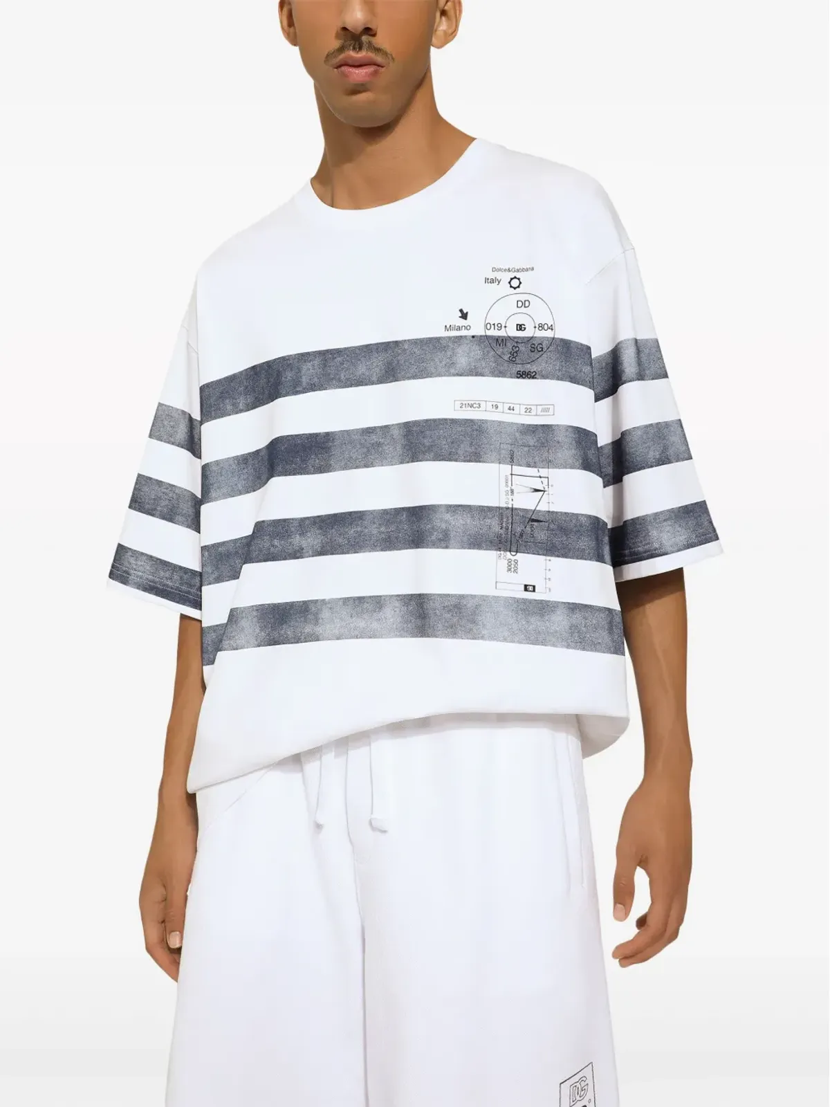 Dolce & Gabbana ストライプ コットン Tシャツ - ホワイト - 画像5