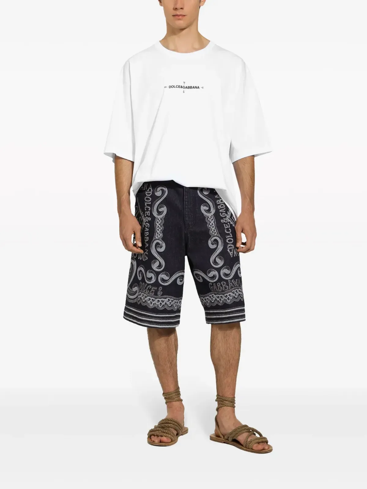 Dolce & Gabbana マリーナプリント コットン Tシャツ - ホワイト - 画像3