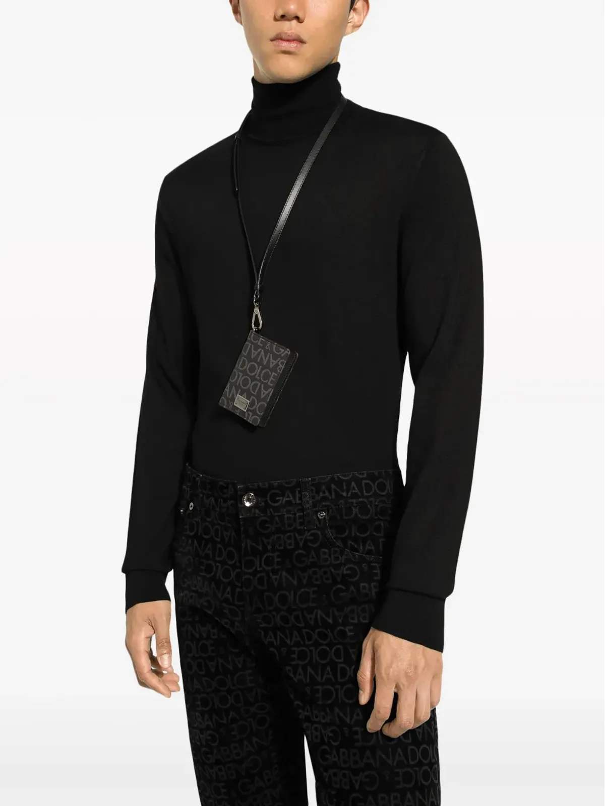 Dolce & Gabbana ロゴプリント レザー カードホルダー ブラック - 画像4