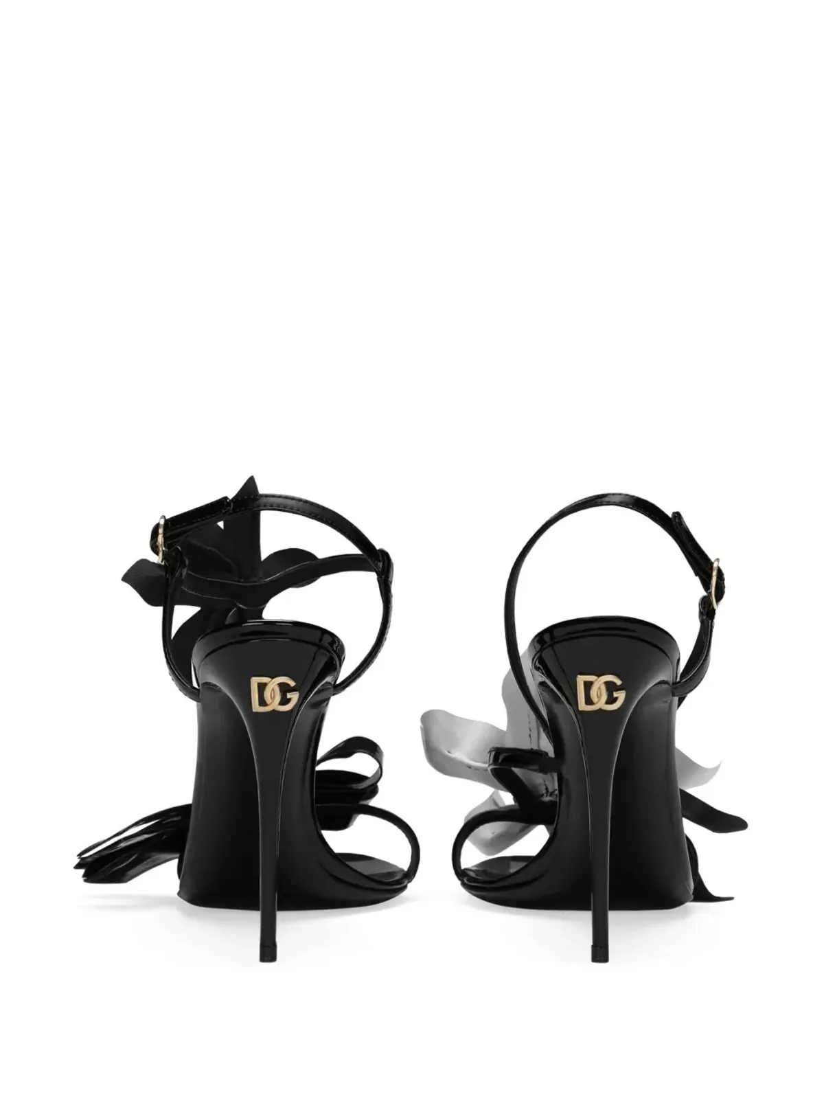 Dolce & Gabbana フローラルアップリケ付きレザーのスティレットヒールサンダル - ブラック - 画像3