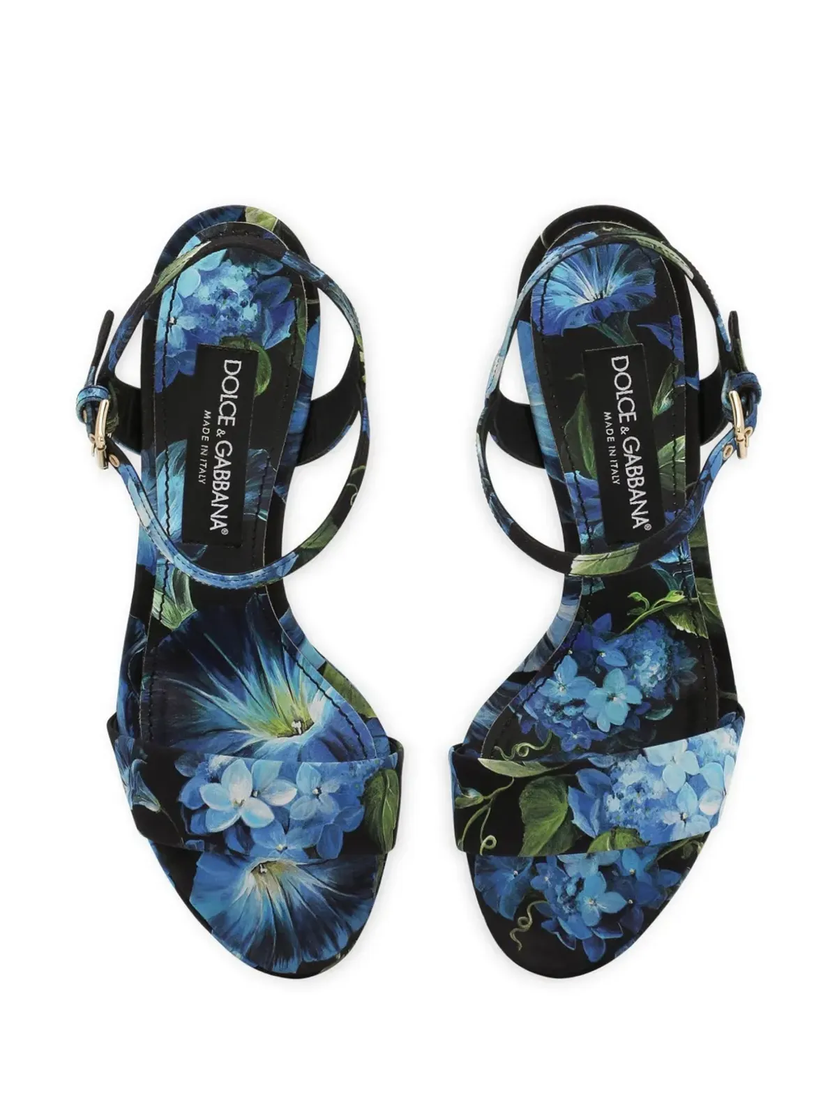 Dolce & Gabbana フローラルプリント シャルムーズ生地 プラットフォーム サンダル - ブルー - 画像4