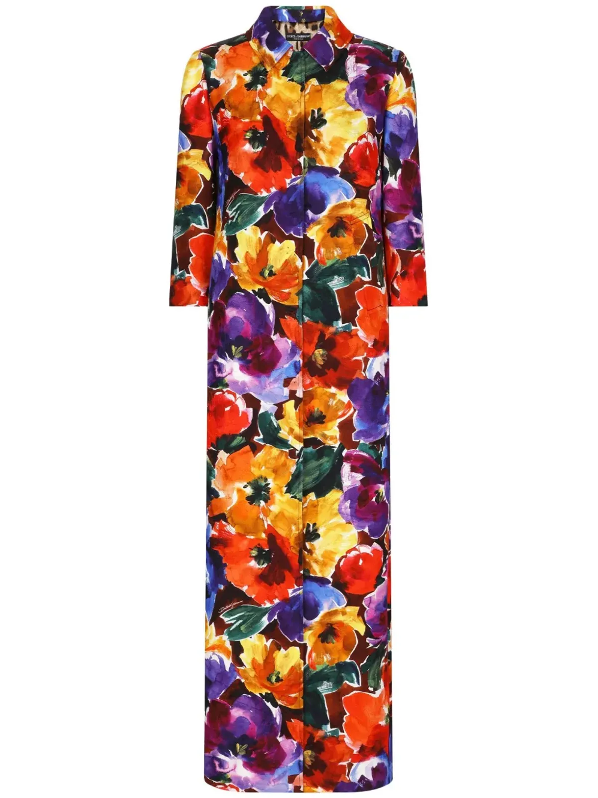Dolce & Gabbana 花柄プリント ロング丈 シングルブレスト コート - レッド - 画像1