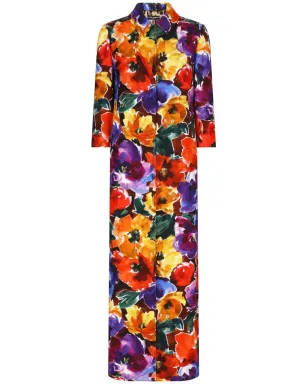 Dolce & Gabbana 花柄プリント ロング丈 シングルブレスト コート - レッド - サムネイル1