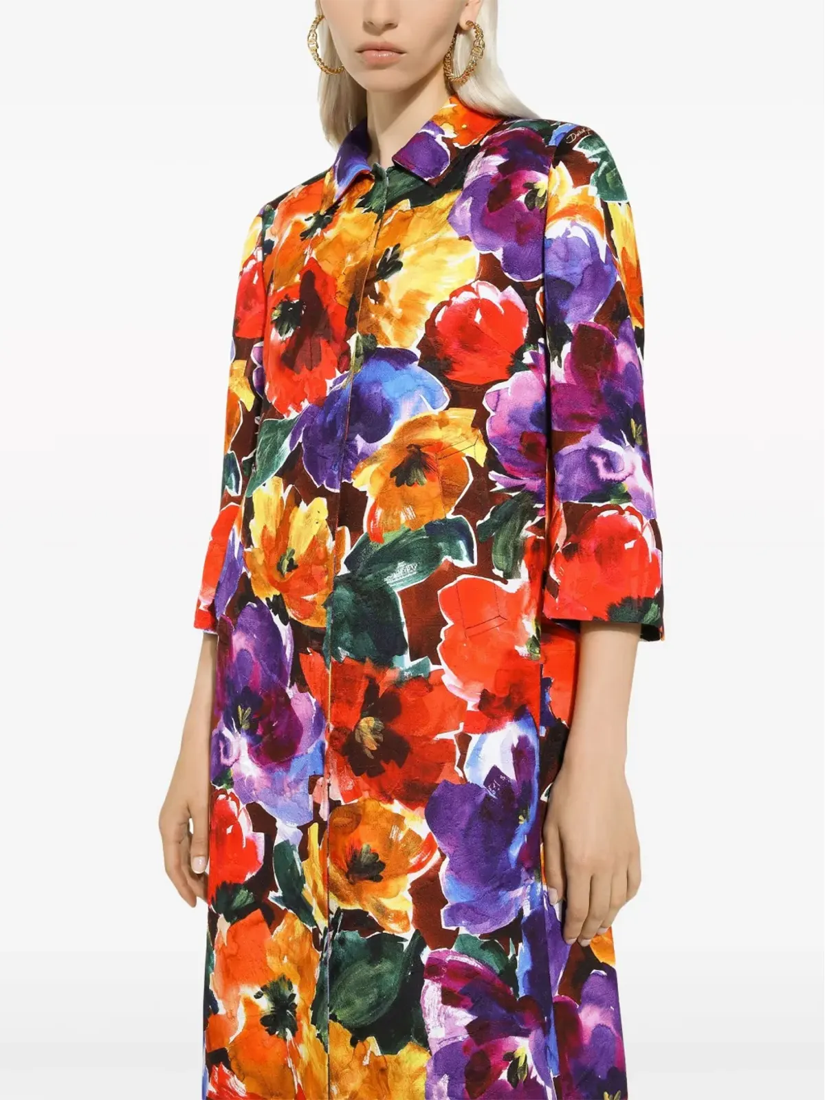 Dolce & Gabbana 花柄プリント ロング丈 シングルブレスト コート - レッド - 画像5