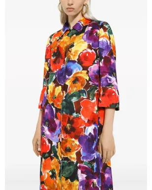 Dolce & Gabbana 花柄プリント ロング丈 シングルブレスト コート - レッド - サムネイル5