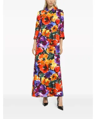 Dolce & Gabbana 花柄プリント ロング丈 シングルブレスト コート - レッド - サムネイル2