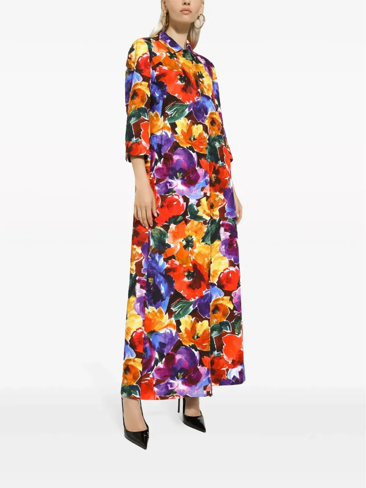 Dolce & Gabbana 花柄プリント ロング丈 シングルブレスト コート - レッド - 画像3