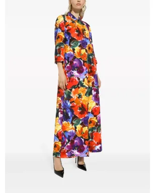 Dolce & Gabbana 花柄プリント ロング丈 シングルブレスト コート - レッド - サムネイル3