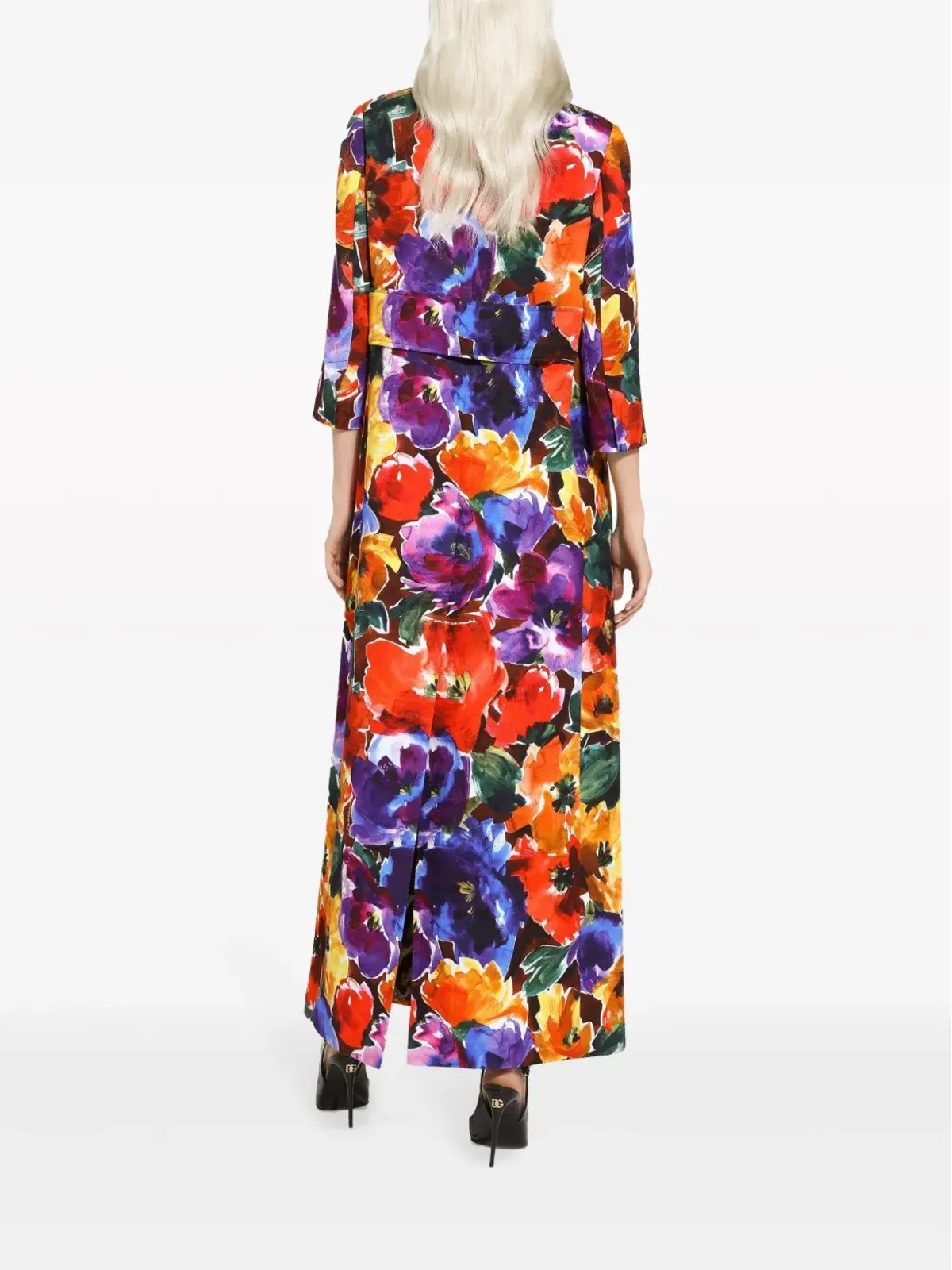Dolce & Gabbana 花柄プリント ロング丈 シングルブレスト コート - レッド - 画像4