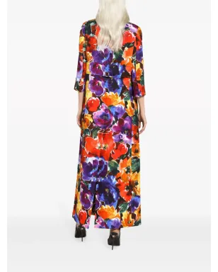 Dolce & Gabbana 花柄プリント ロング丈 シングルブレスト コート - レッド - サムネイル4