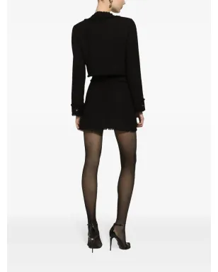 Dolce & Gabbana DGボタン付きクロップドツイードジャケット - ブラック - サムネイル4
