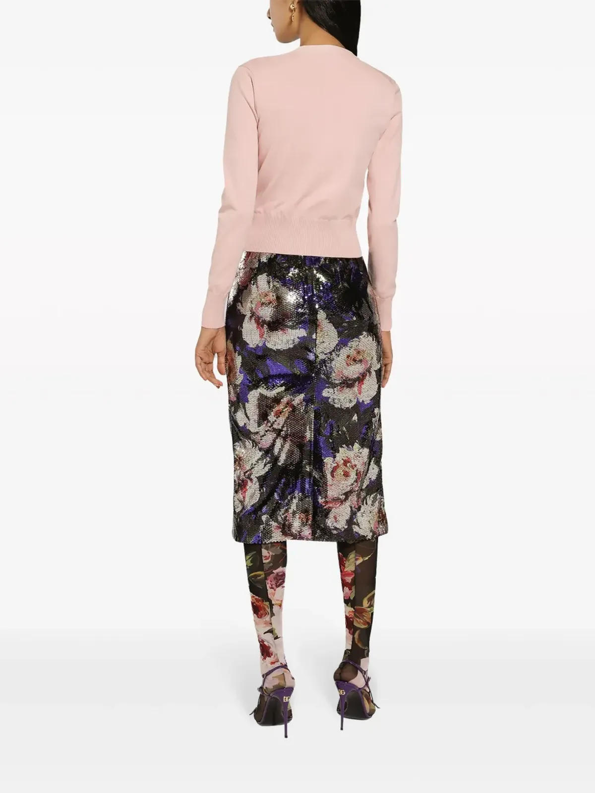 Dolce & Gabbana スパンコール付きペンシルミディスカート - パープル - 画像4