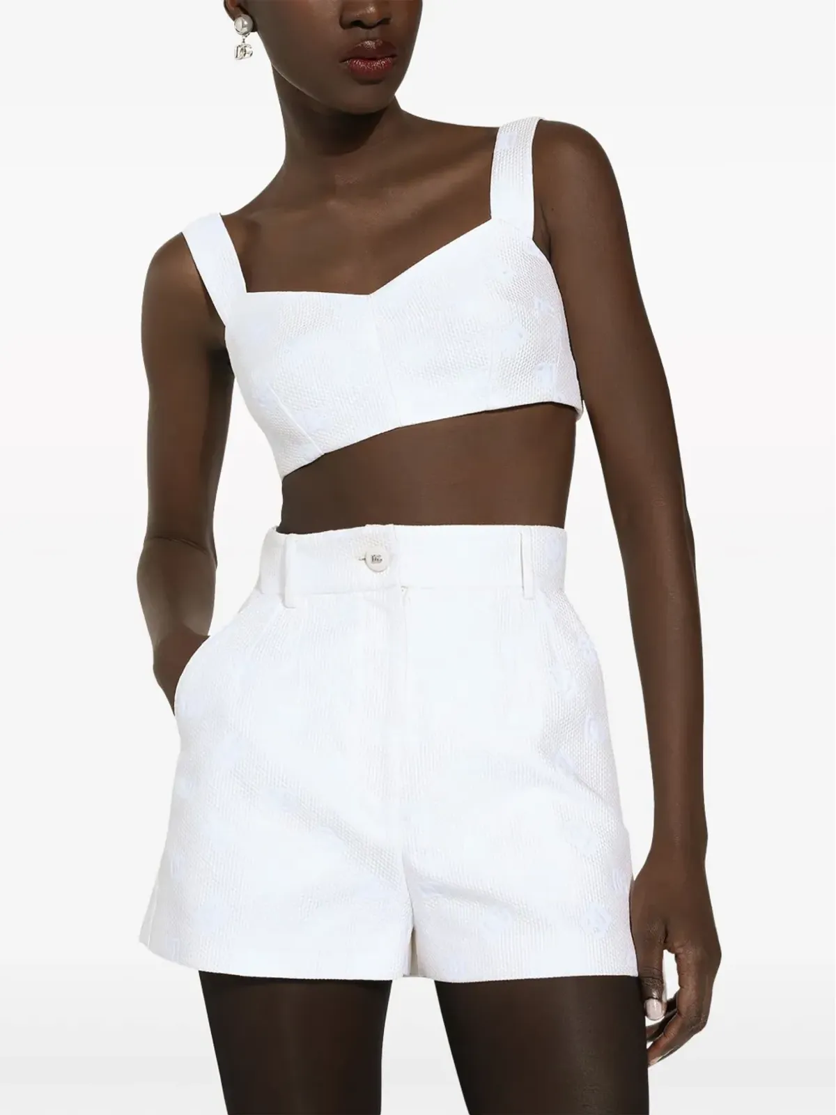 Dolce & Gabbana DG ジャカード クロップドトップ - ホワイト - 画像5