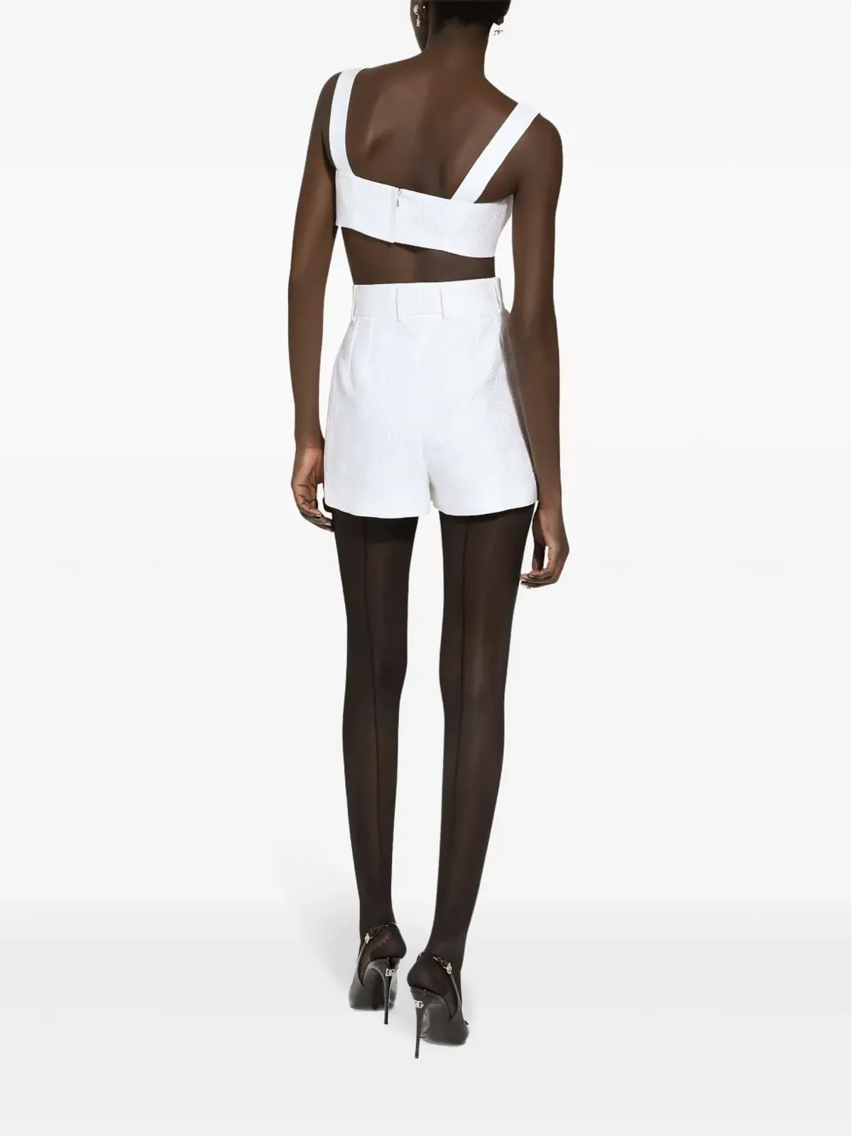 Dolce & Gabbana DG ジャカード クロップドトップ - ホワイト - 画像4