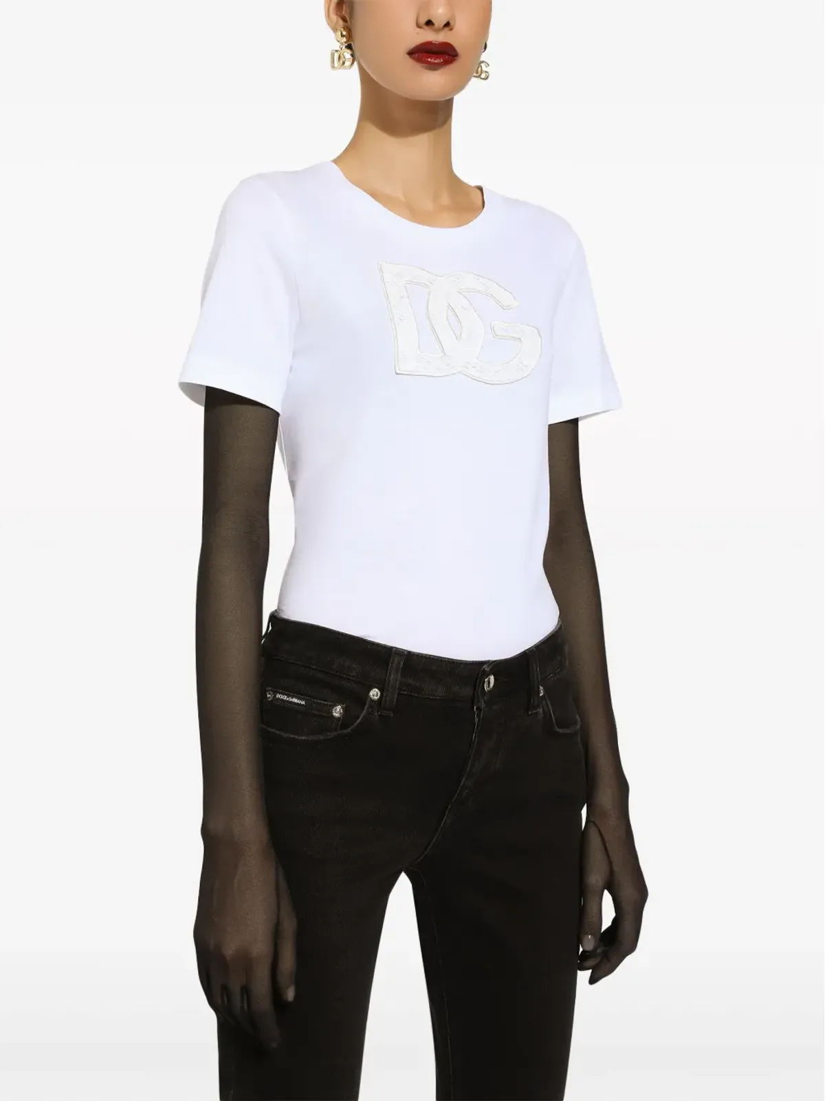 Dolce & Gabbana ロゴパッチ コットンTシャツ - ホワイト - 画像3