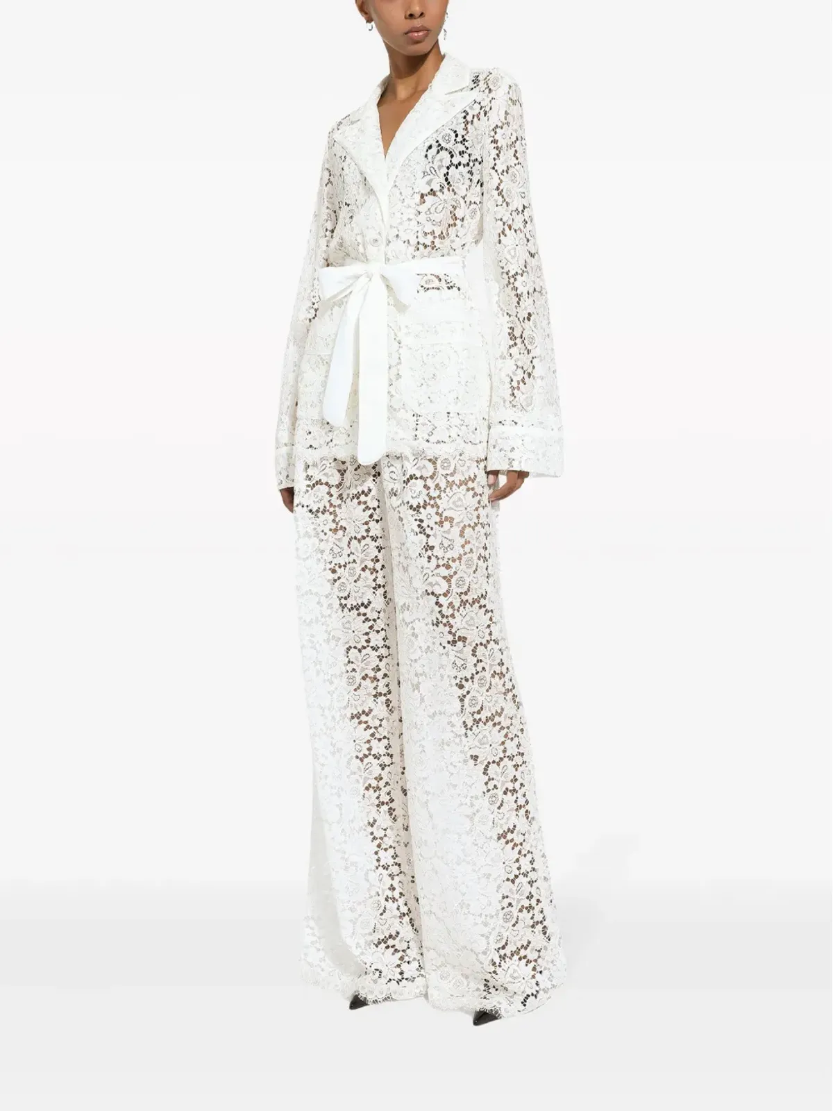 Dolce & Gabbana DNA フローラルレースベルト付きシャツ - ホワイト - 画像2
