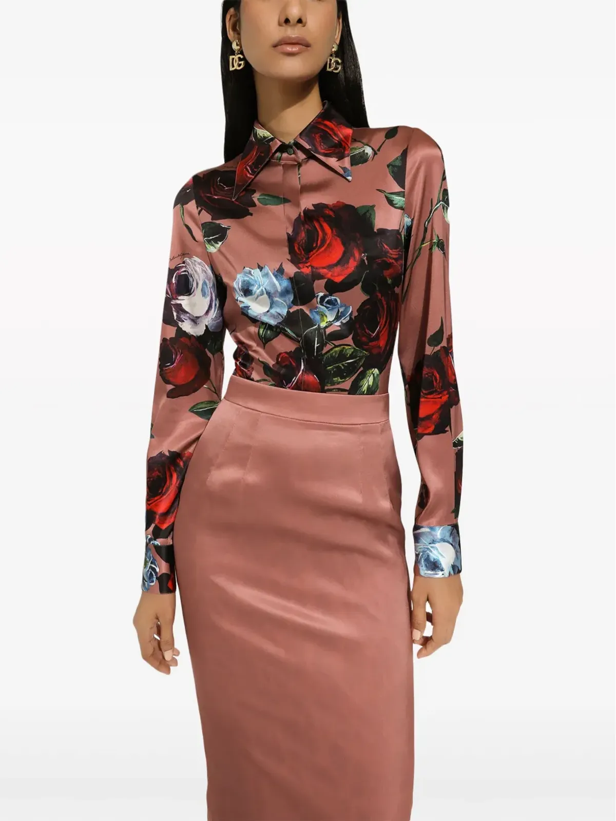 Dolce & Gabbana フラワープリント ストレッチシルク シャツ - ピンク - 画像5