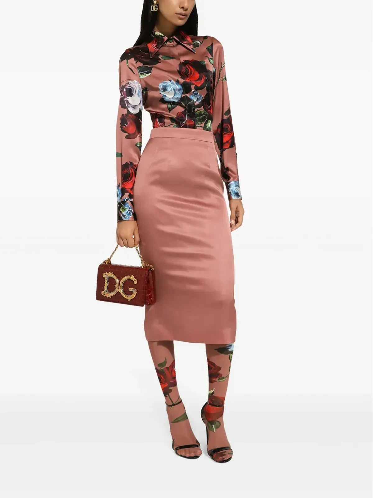 Dolce & Gabbana フラワープリント ストレッチシルク シャツ - ピンク - 画像2