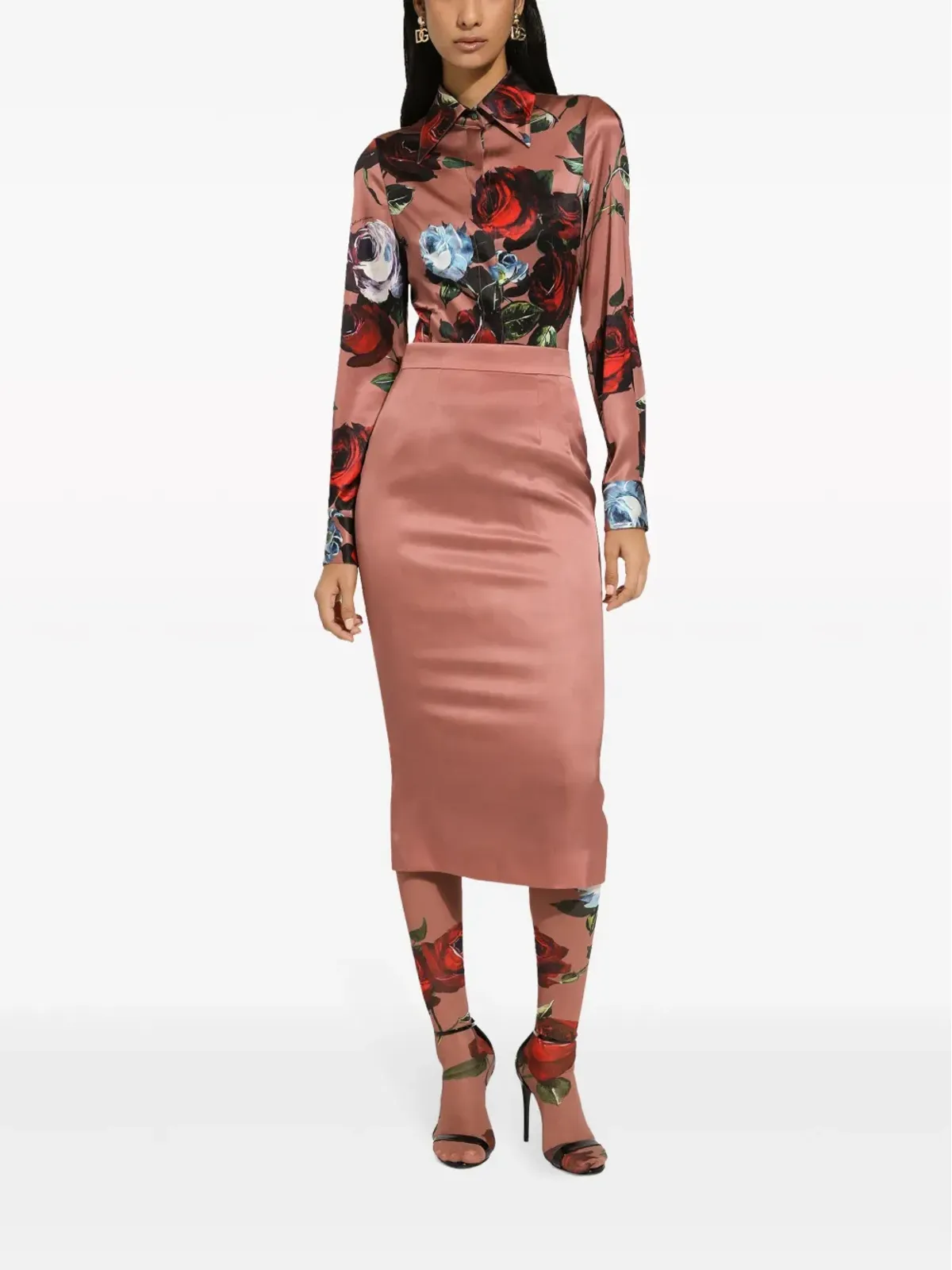 Dolce & Gabbana フラワープリント ストレッチシルク シャツ - ピンク - 画像3