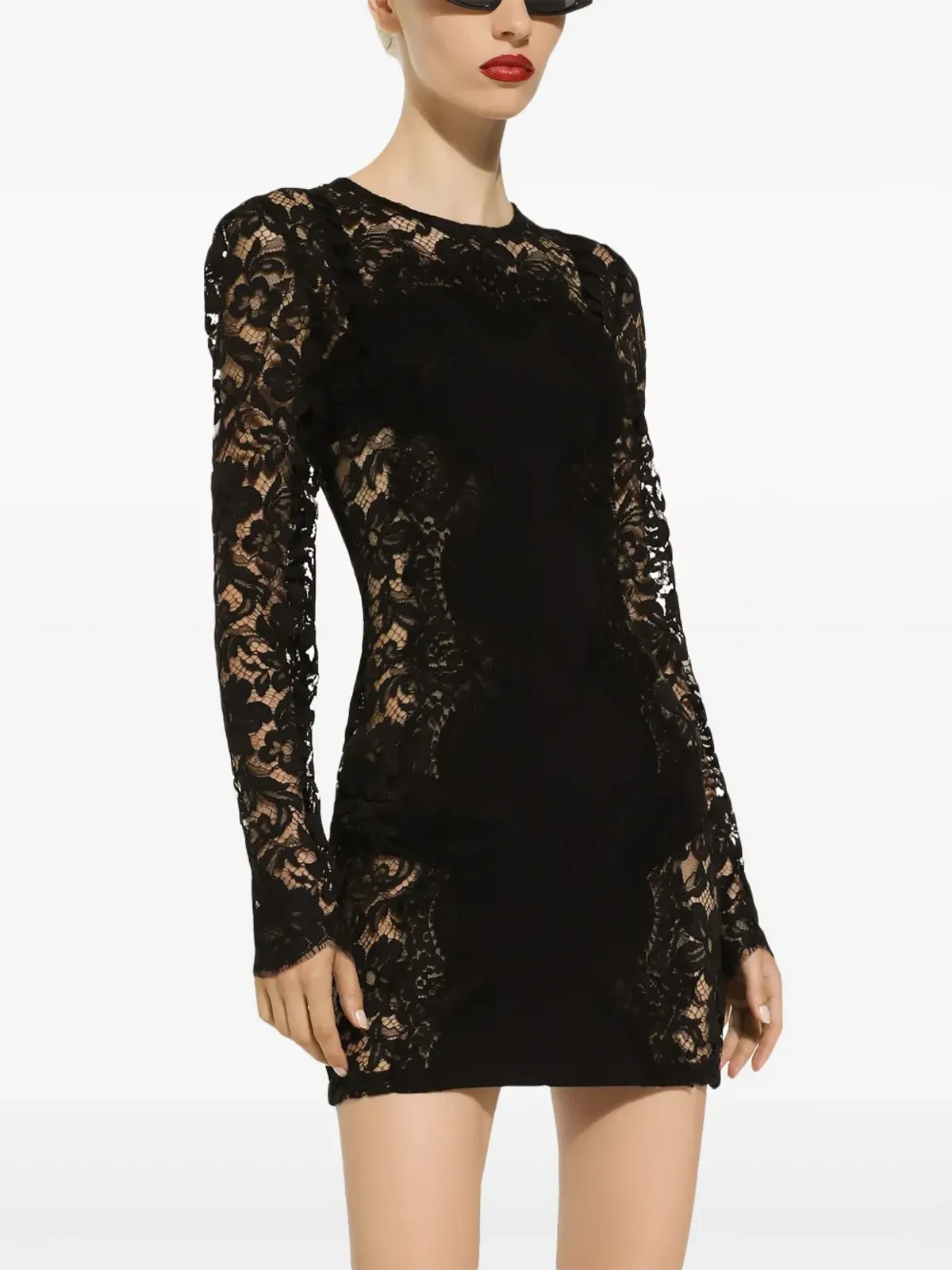 Dolce & Gabbana セミシアーレース ミニドレス ブラック - 画像5