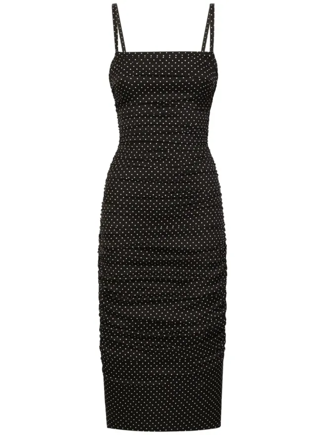 Dolce & Gabbana Dolce & Gabbana ポルカドット柄ミディドレス ブラックの商品画像