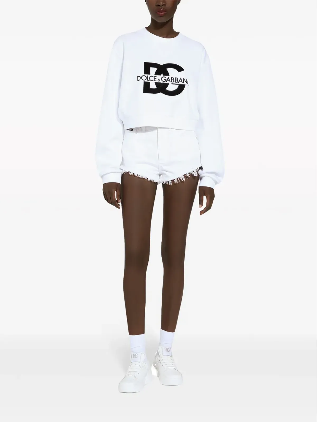Dolce & Gabbana ロゴプリント コットンブレンド スウェットシャツ - ホワイト - 画像3