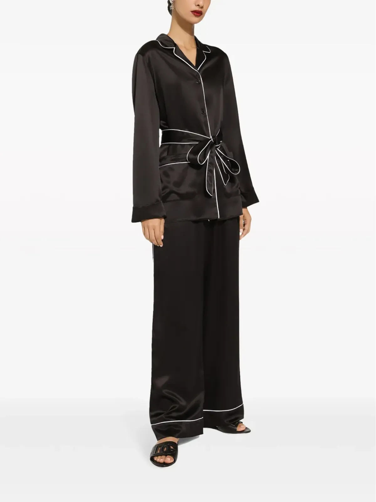 Dolce & Gabbana ウエストゴム入り シルク パラッツォパンツ - ブラック - 画像2
