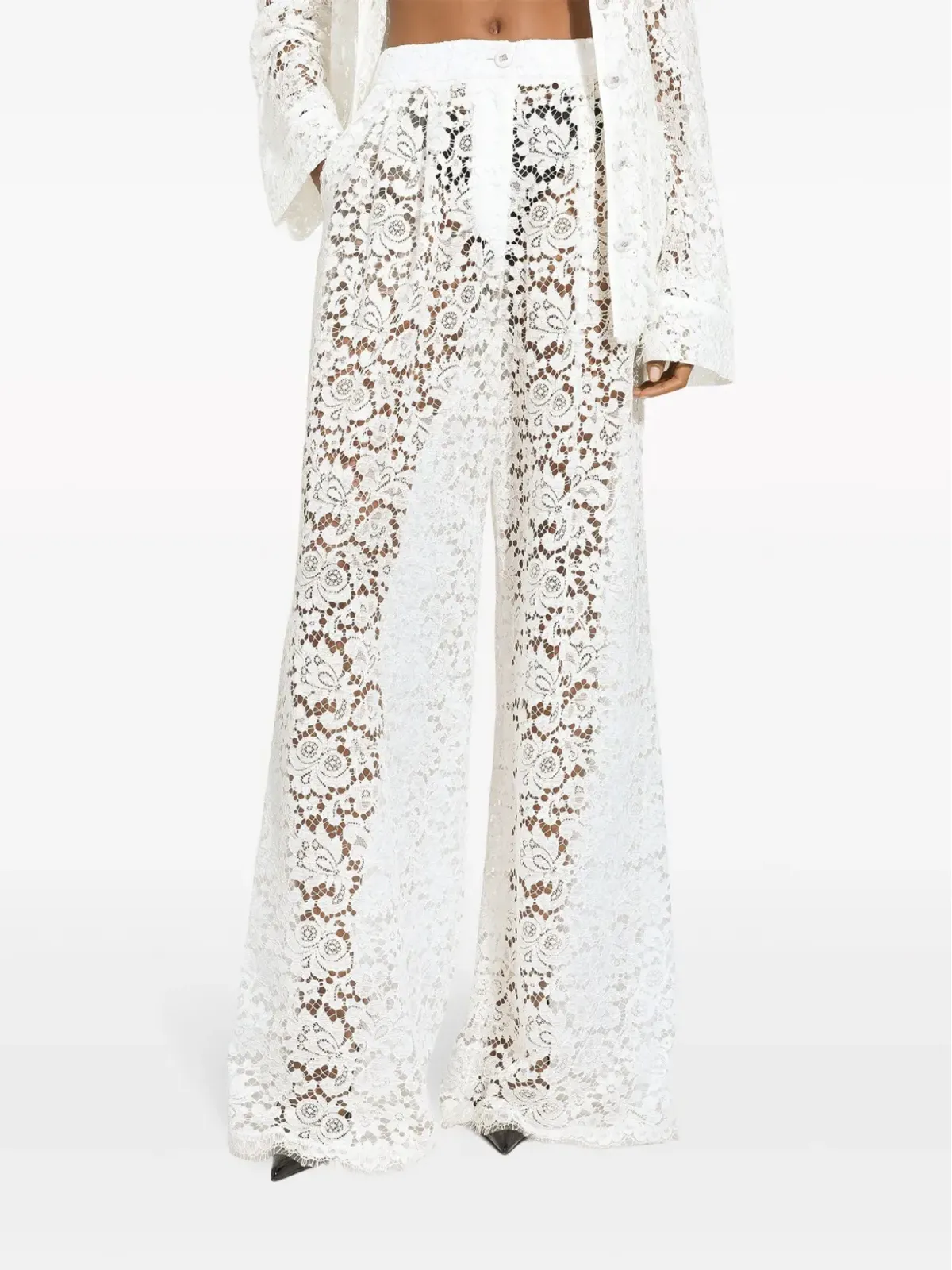 Dolce & Gabbana 花柄レース ロング丈 パラッツォパンツ - ホワイト - 画像4