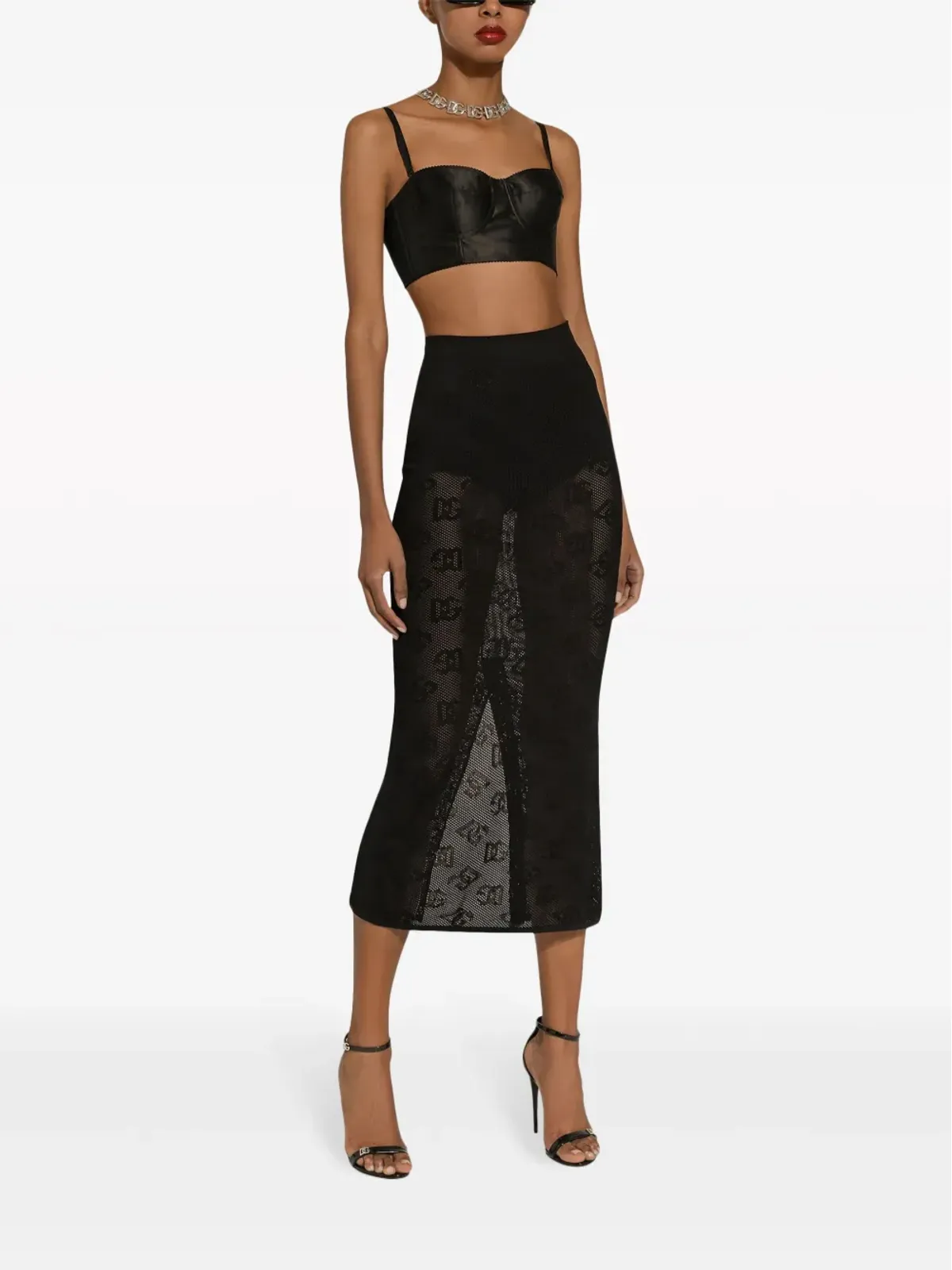 Dolce & Gabbana DGジャカード ミディスカート - ブラック - 画像1