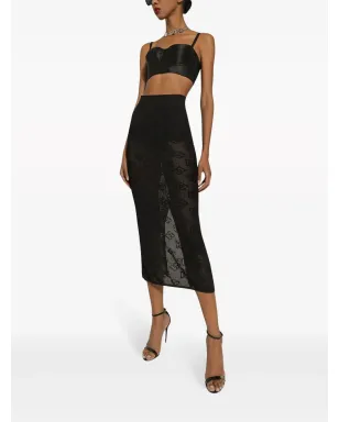 Dolce & Gabbana DGジャカード ミディスカート - ブラック - サムネイル4