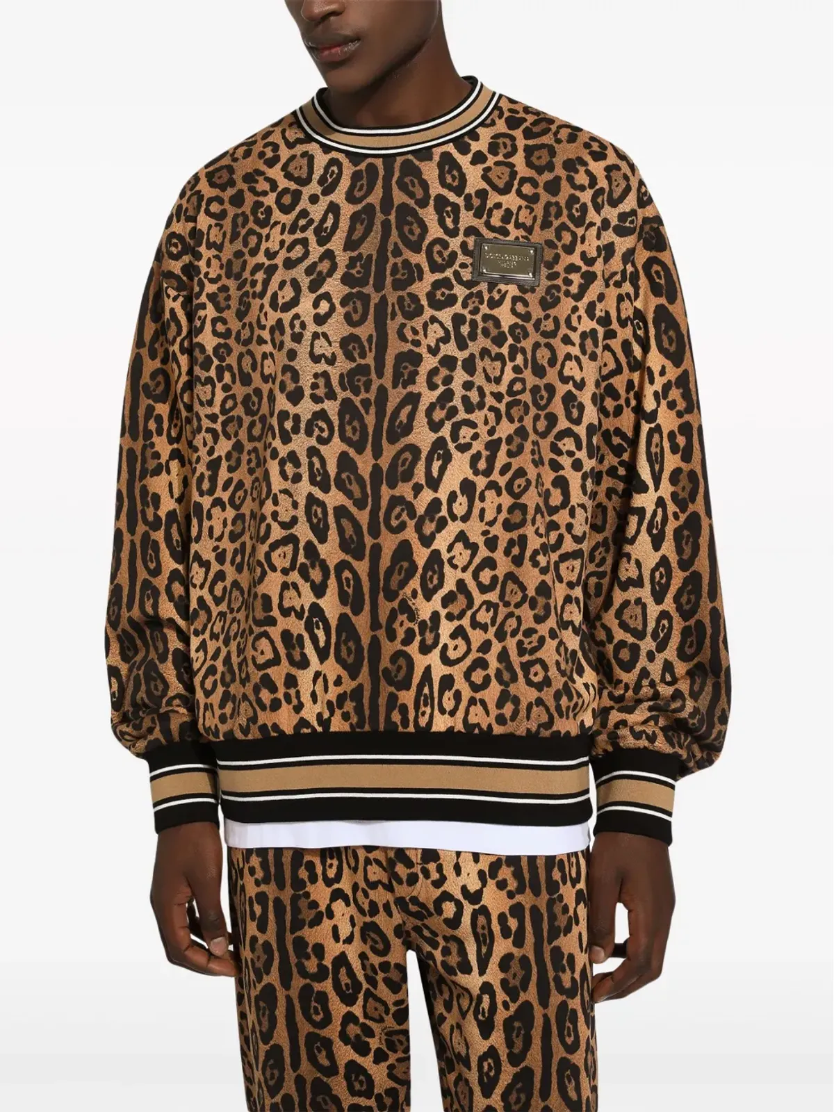 Dolce & Gabbana ヒョウ柄コットン スウェットシャツ ブラウン - 画像5
