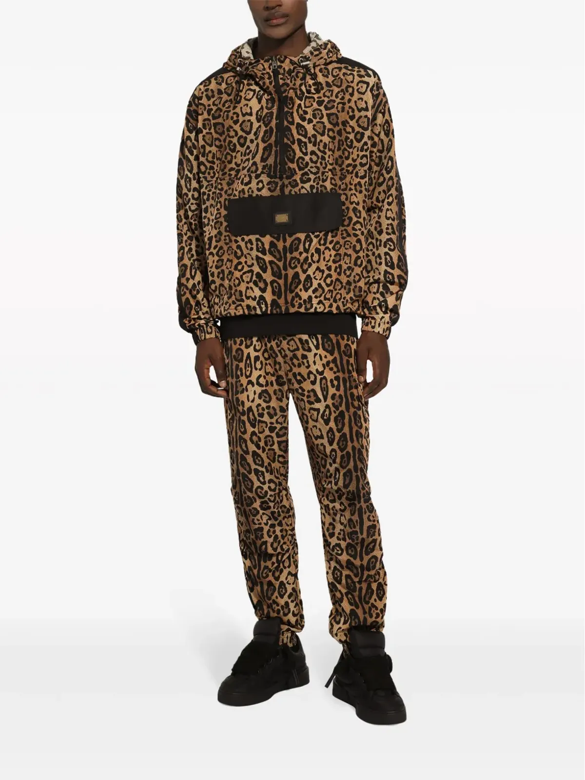Dolce & Gabbana レオパード柄フード付きジャケット ブラウン - 画像2