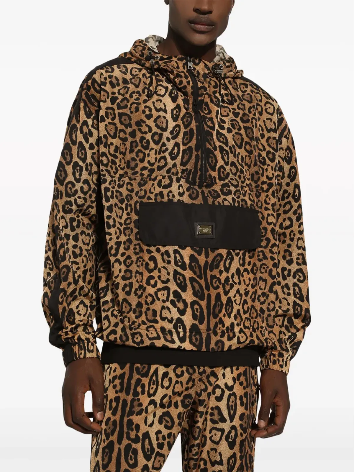 Dolce & Gabbana レオパード柄フード付きジャケット ブラウン - 画像4