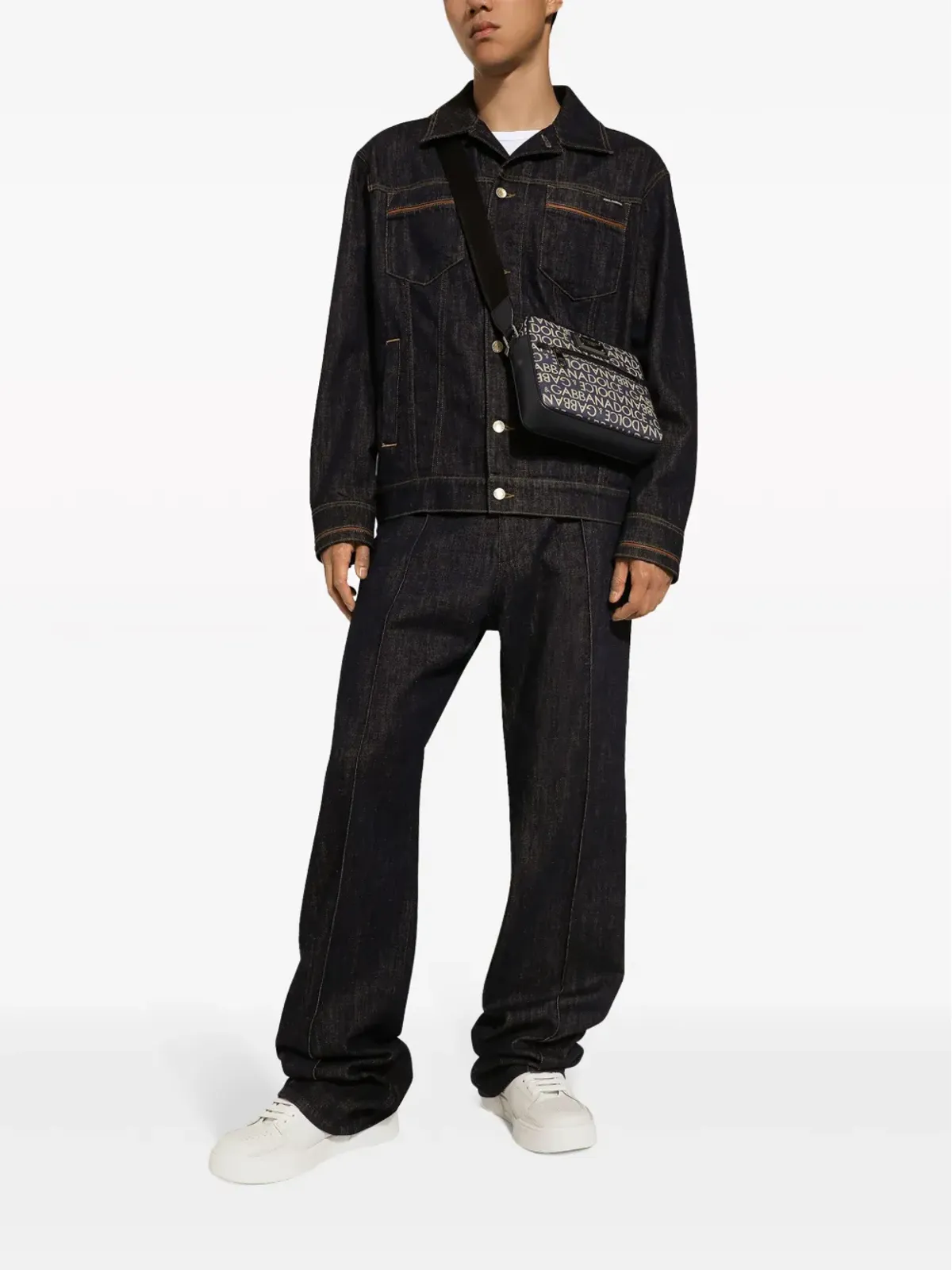 Dolce & Gabbana コントラストステッチデニムジャケット ブラック - 画像2