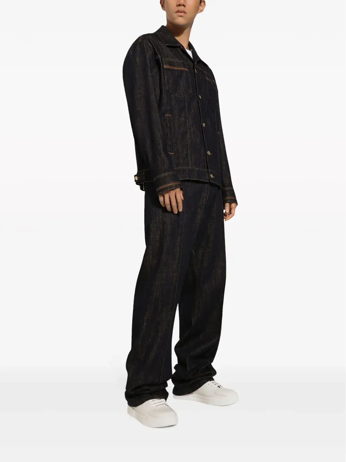 Dolce & Gabbana コントラストステッチデニムジャケット ブラック - 画像3