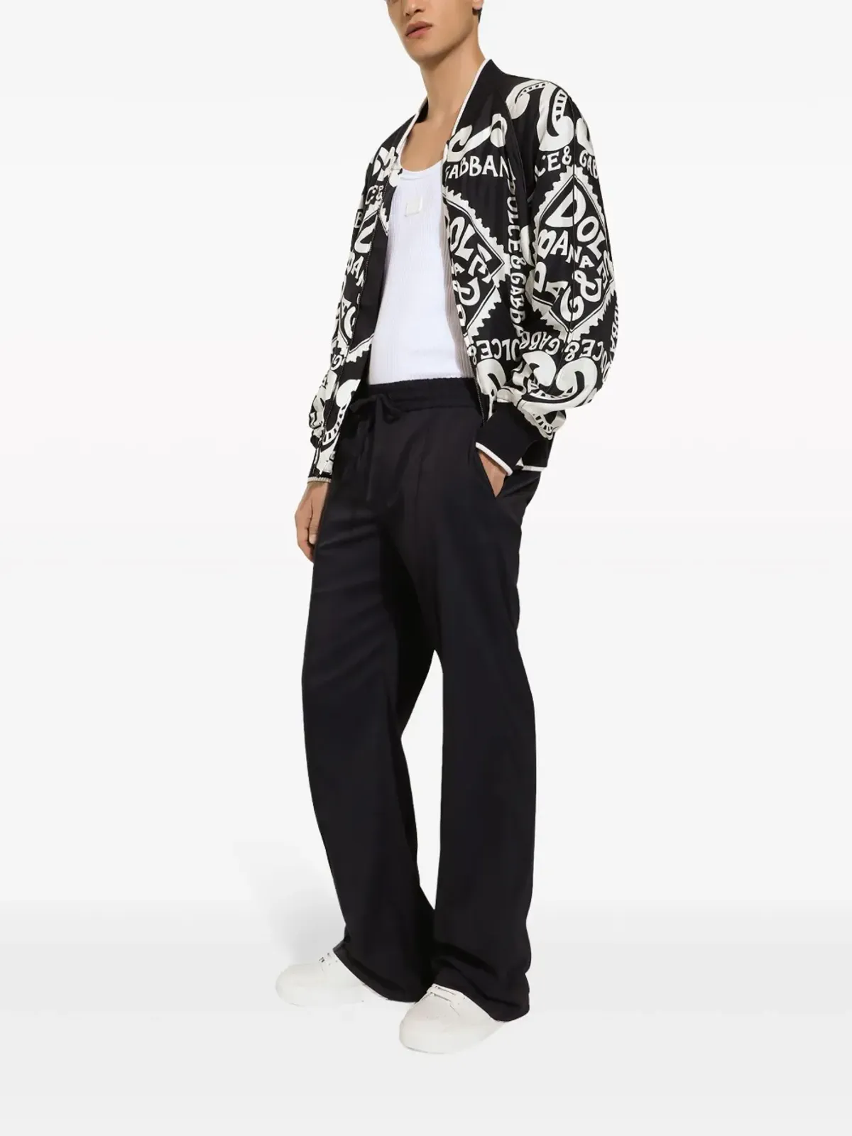 Dolce &amp; Gabbana ロゴプリント シルク ボンバージャケット - ブルー - 画像2