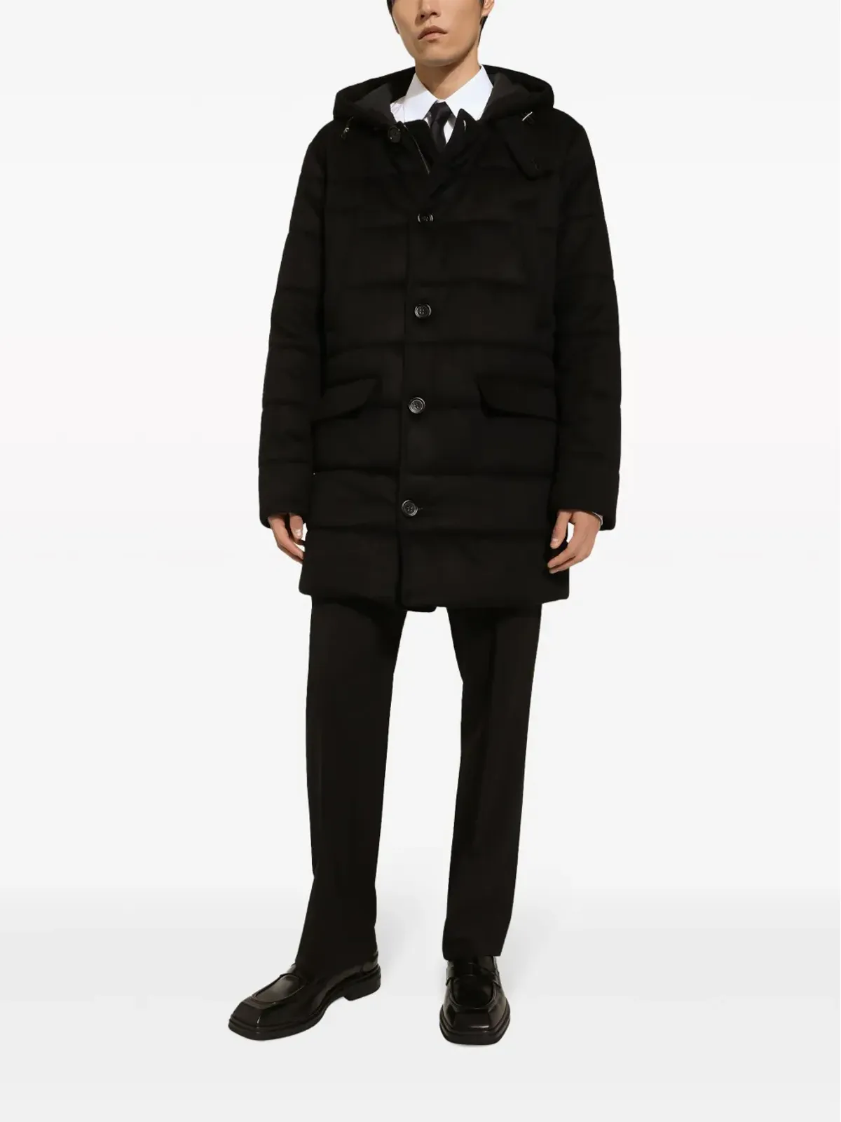 Dolce & Gabbana キルテッドカシミヤ シングルブレストコート ブラック - 画像2