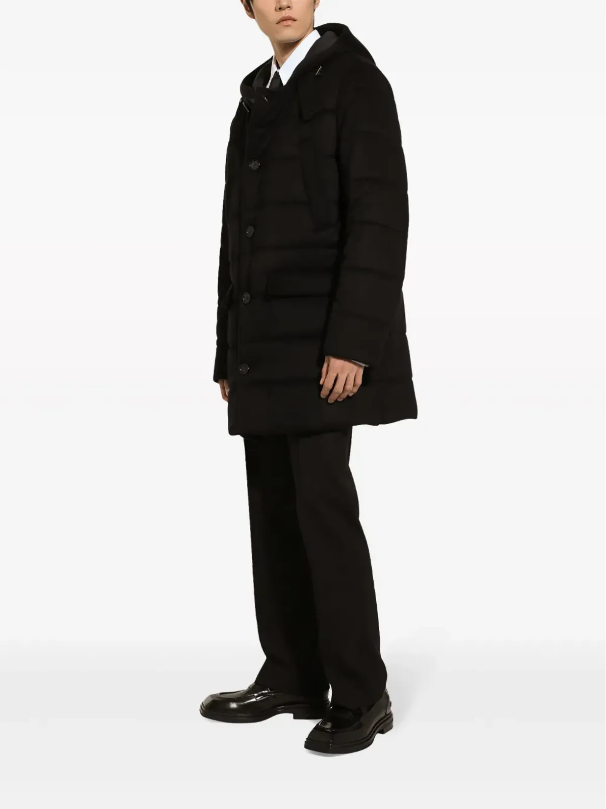 Dolce & Gabbana キルテッドカシミヤ シングルブレストコート ブラック - 画像3