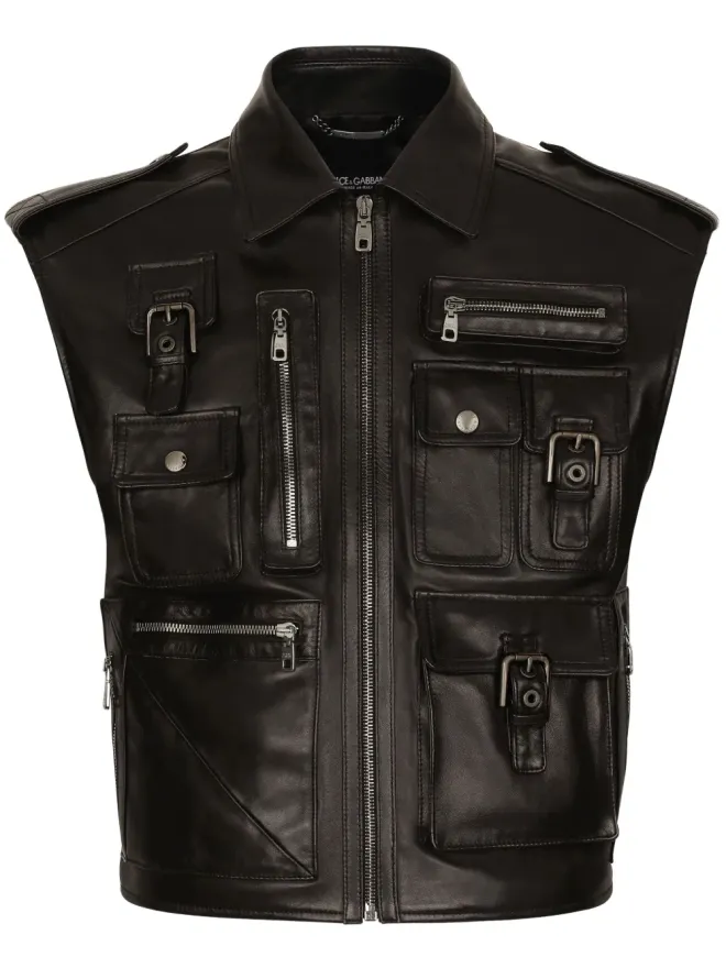 Dolce & Gabbana Dolce & Gabbana バイカー レザー ジレ - ブラックの商品画像