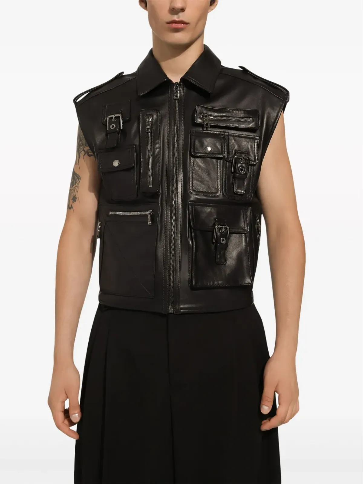 Dolce & Gabbana バイカー レザー ジレ - ブラック - 画像5