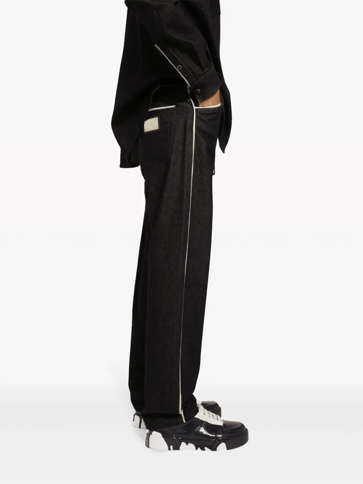 Dolce & Gabbana パイピング入りストレートジーンズ - ブラック - 画像3