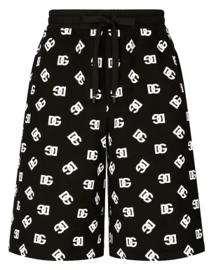 Dolce & Gabbana ロゴプリント コットン トラックショーツ - ブラック - サムネイル1