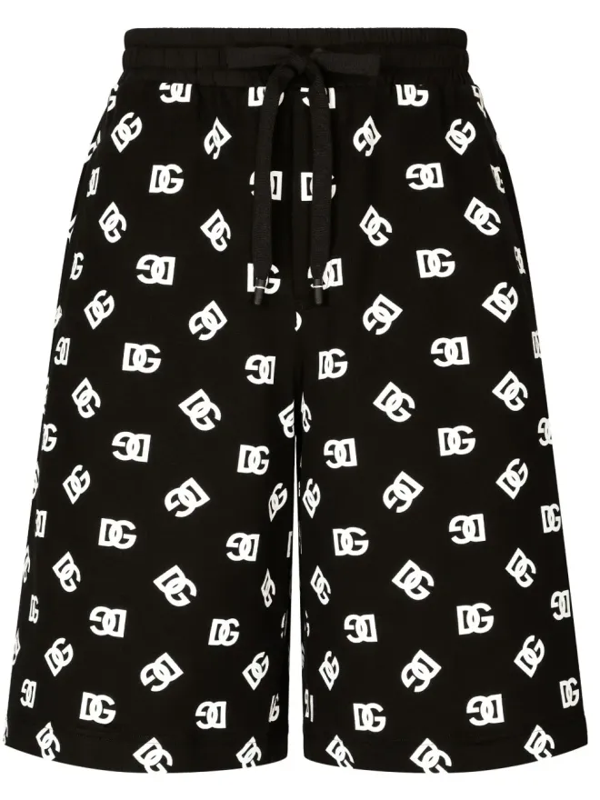 Dolce & Gabbana Dolce & Gabbana ロゴプリント コットン トラックショーツ - ブラックの商品画像