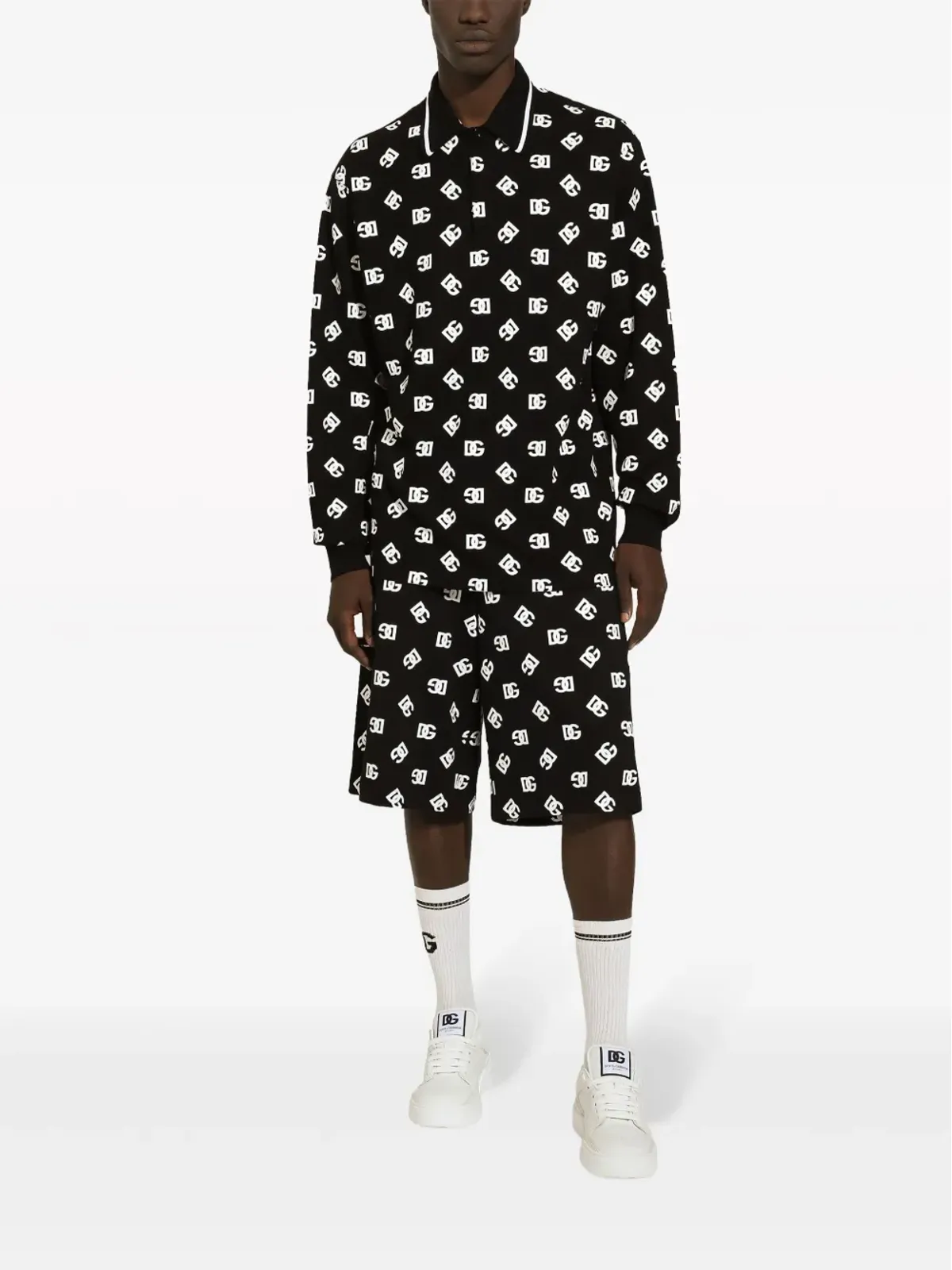 Dolce & Gabbana ロゴプリント コットン トラックショーツ - ブラック - 画像2