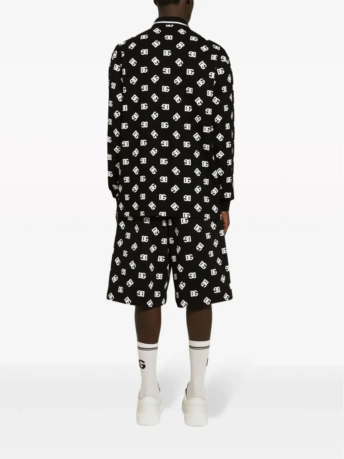 Dolce & Gabbana ロゴプリント コットン トラックショーツ - ブラック - 画像3