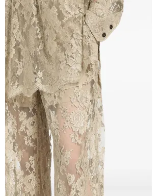 ビンテージ Dolce & Gabbana サルトリアーレ ワイドパンツ レース ベージュ - サムネイル5