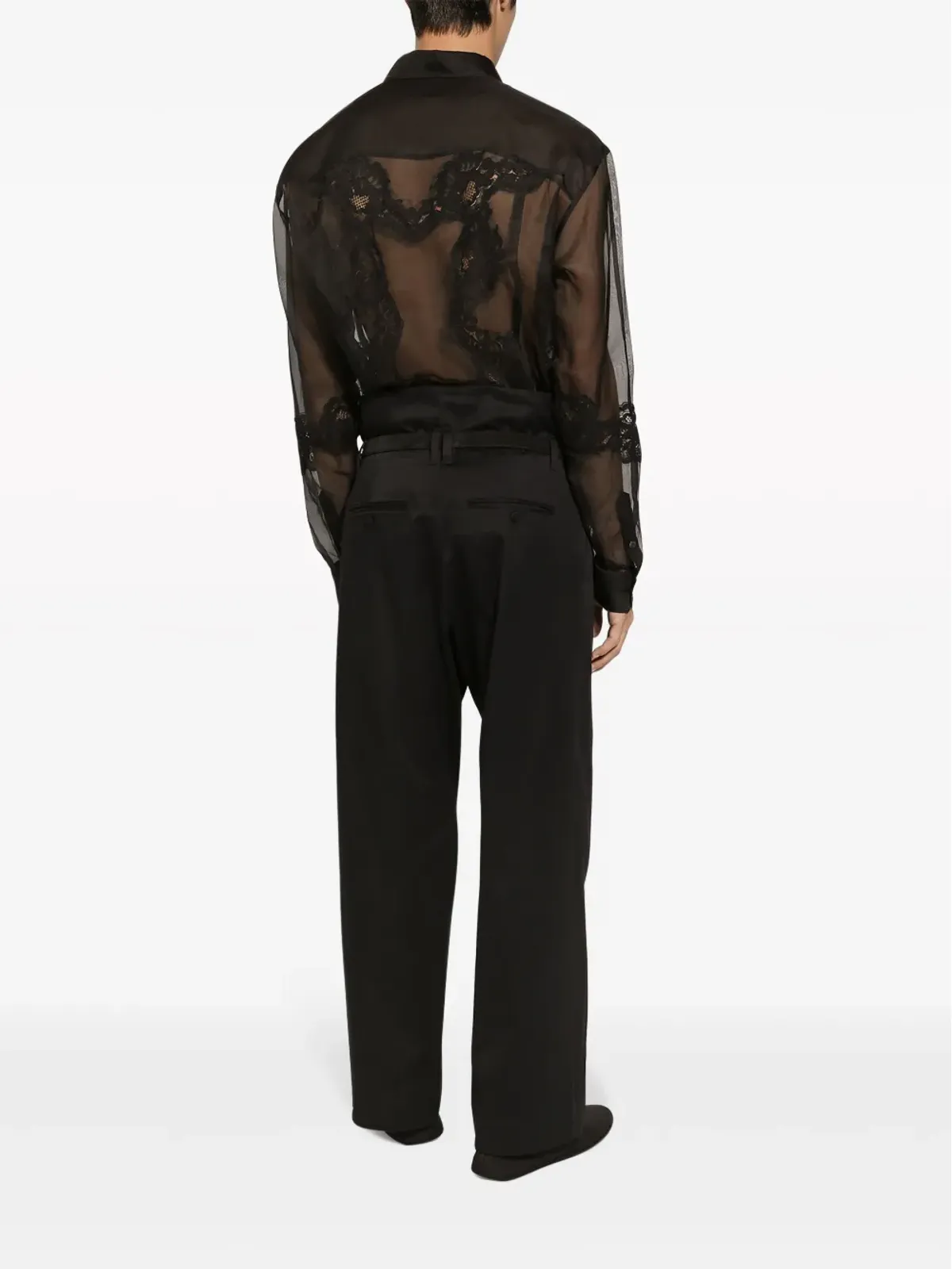 Dolce & Gabbana ハイウエスト プリーツ コットン トラウザー ブラック - 画像3