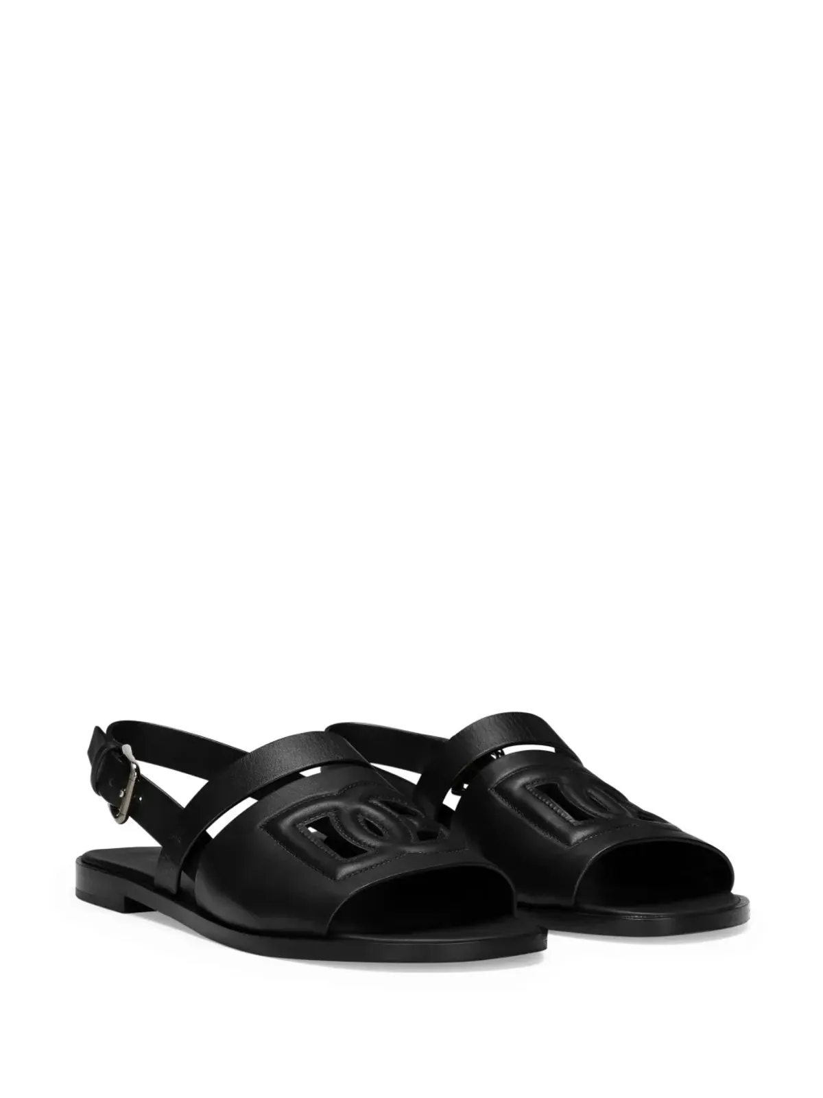 Dolce & Gabbana ロゴエンボス レザースライド - ブラック - 画像2